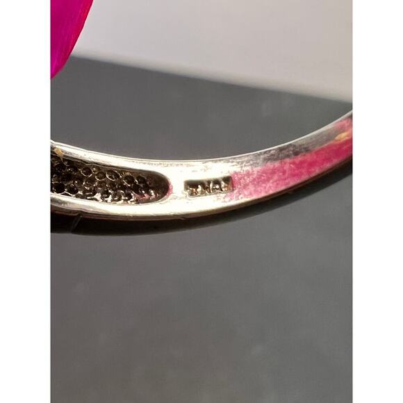 5 stone blue CZ rhodium over Sterling silver ring size 9 - Picture 6 of 11